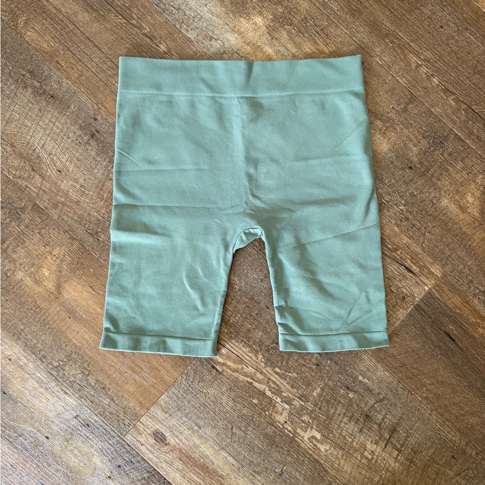 Free People Olive Ribbed Shorts